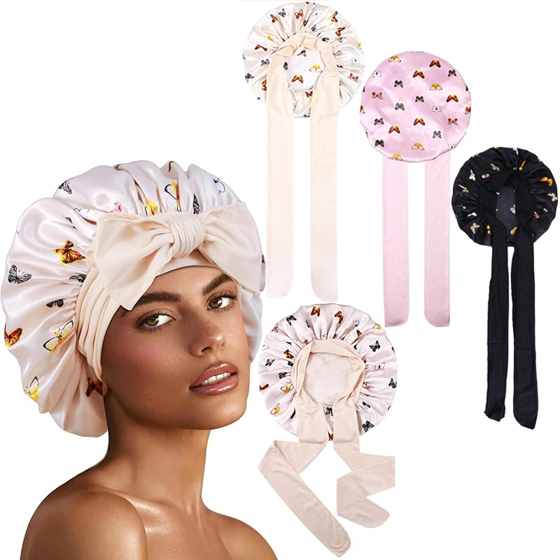 Satin Hair Bonnet - Nouveau bonnet en satin imprimé floral