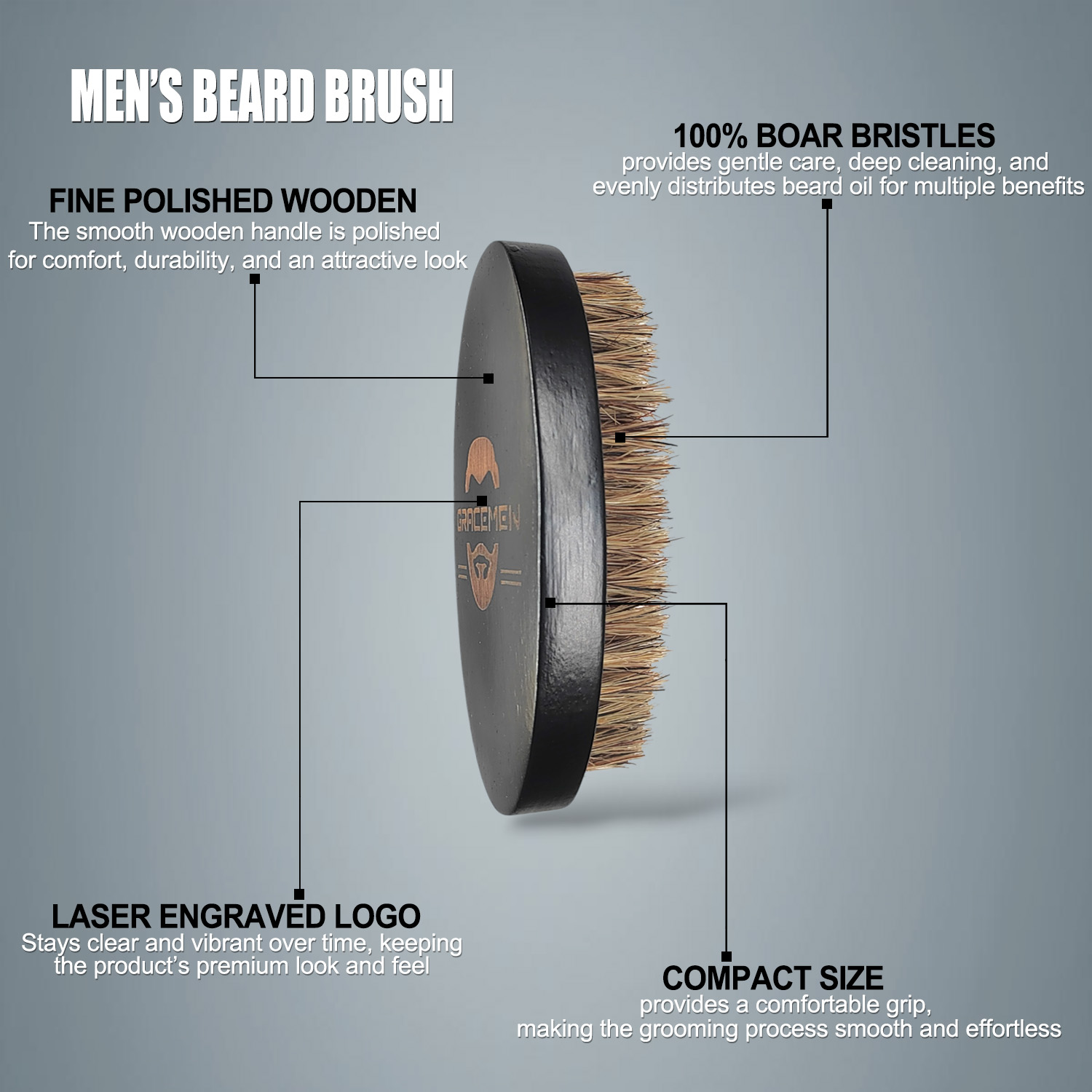 Brosse à barbe Gracemen-poigné - Hair Care For Men avis et prix